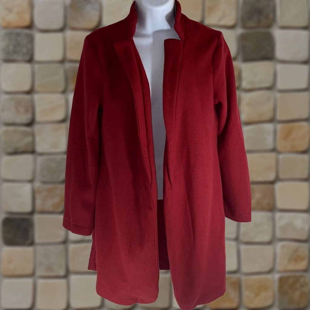 Vintage Women Red Blazer Jacket Long Sleeve Open Front Size M Casual Cotton Poly NWOT Size M / US 6-8 / IT 42-44 - 1 Thumbnail