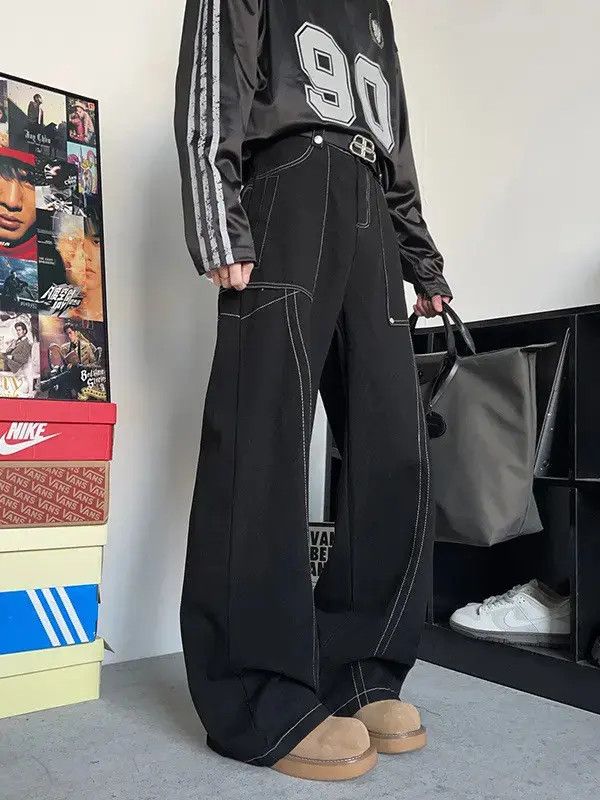 Japanese Brand Retro loose straight leg wide leg jeans Size US 32 / EU 48 - 4 Thumbnail