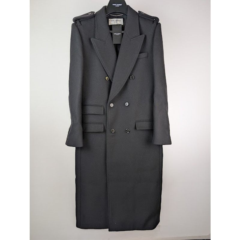 Saint Laurent Paris o1rshd1 Long Officer Coat in Wool Gabardine in Grey Size US M / EU 48-50 / 2 - 9 Thumbnail