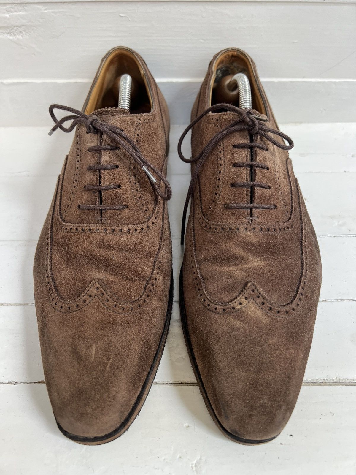 Crockett & Jones Crockett & Jones DRUMMOND Brown Suede Leather Dress Shoes Size US 10.5 / EU 43-44 - 2 Thumbnail