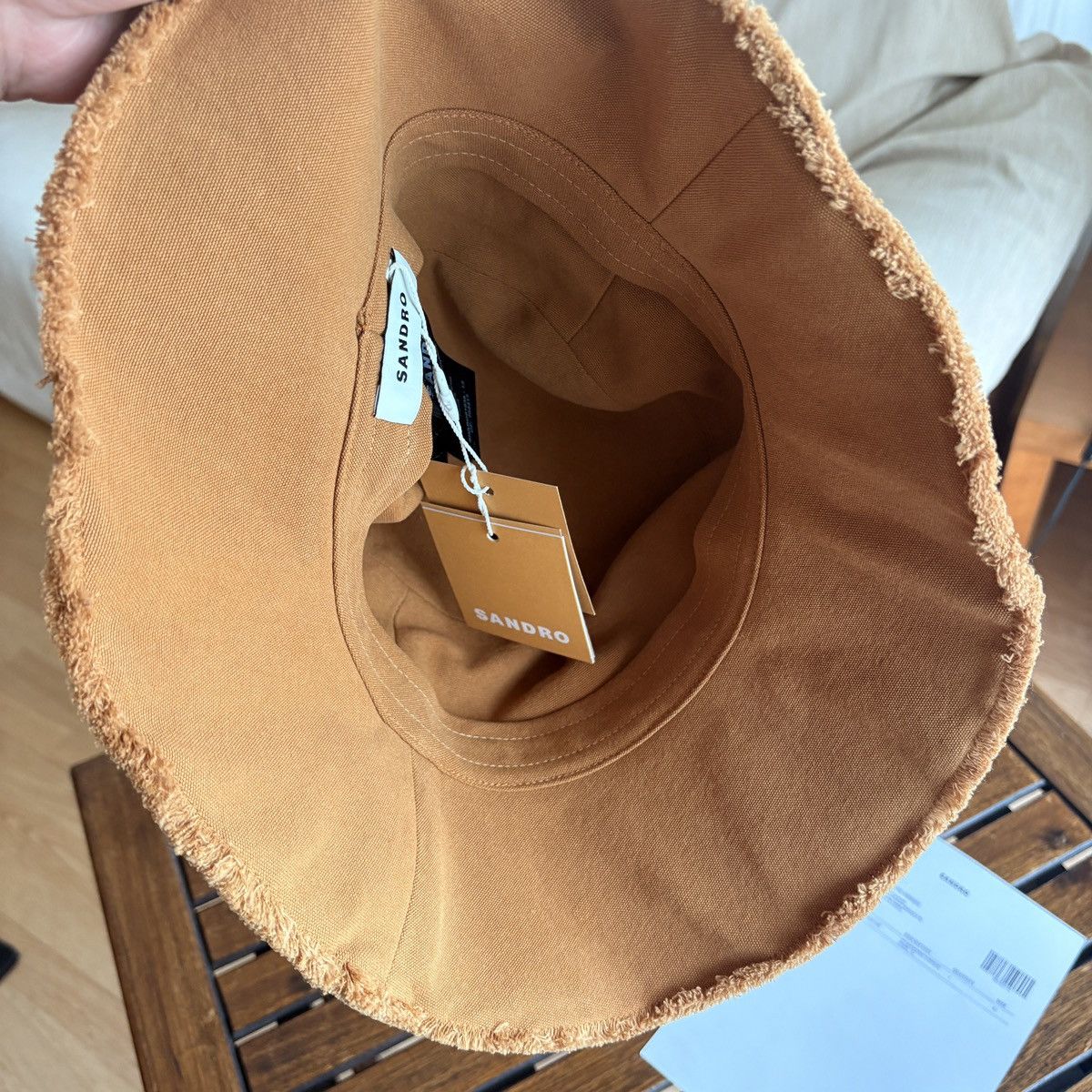 Sandro Sandro raw edge unisex hat - camel Size ONE SIZE - 9 Thumbnail