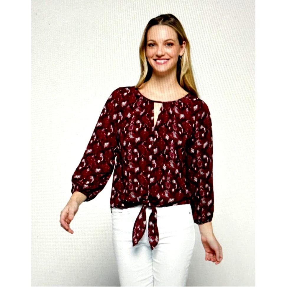 Other West Kei Veronica Tie Front Blouse Burgundy Snake size S Size S / US 4 / IT 40 - 5 Thumbnail