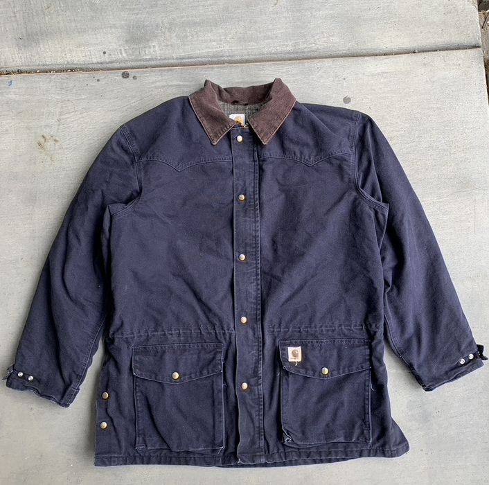 Vintage Vintage Navy Carhartt Santa Fe Overcoat Carhartt Jacket C52 ...