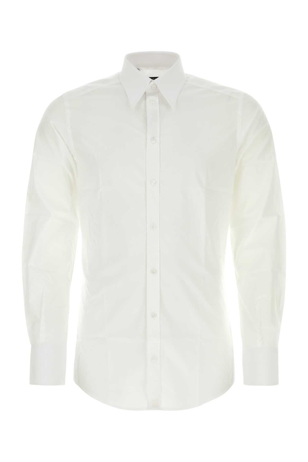 image of Dolce Gabbana White Poplin Shirt, Men's (Size Medium)
