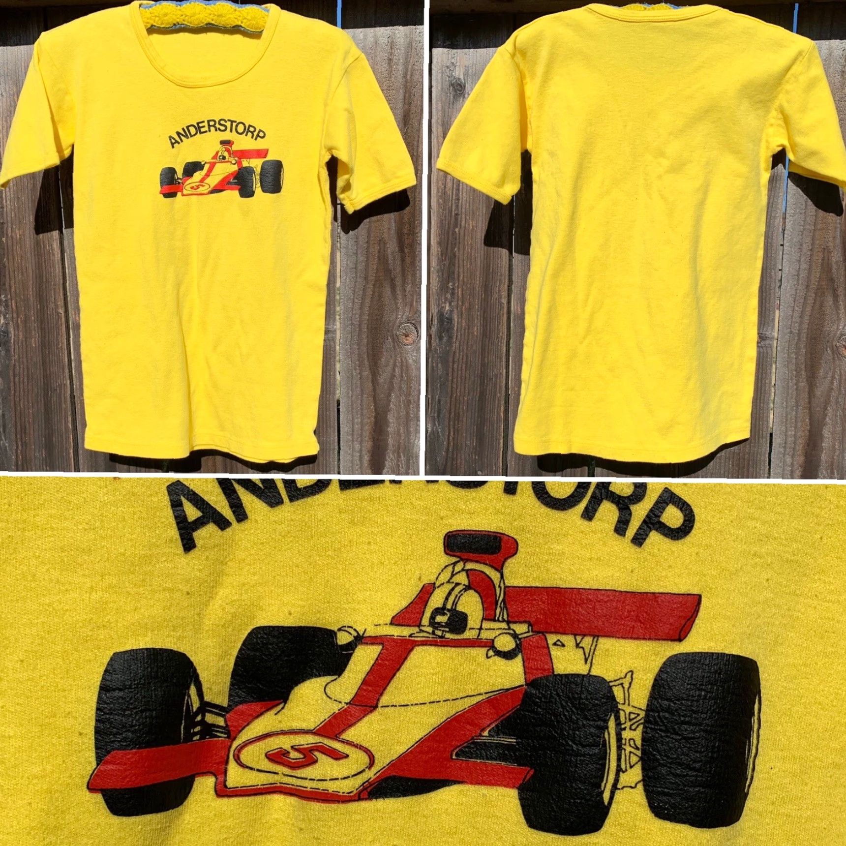 Vintage VINTAGE Anderstorp T Shirt Automotive Racing Race Car Grand Prix Ladies M/L Yellow Retro Short Sleeve Scoop Neck Casual Graphic Print Size M / US 6-8 / IT 42-44 - 3 Thumbnail