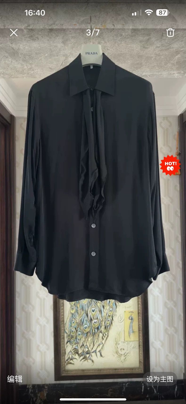 Loewe LOEWE size39 Black lace drapes over the shirt Size XS / US 0-2 / IT 36-38 - 2 Thumbnail