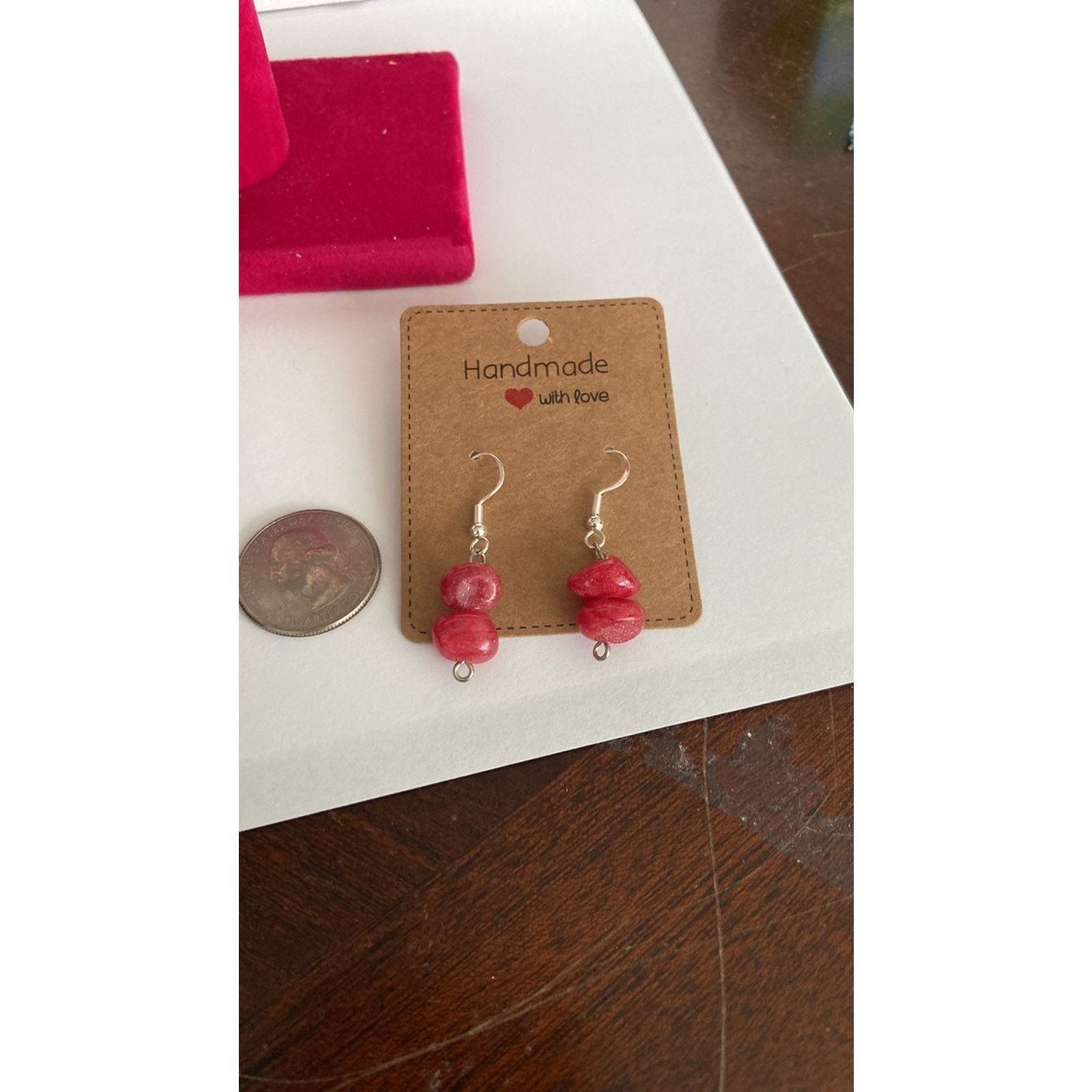 Handmade red quartz earrings Size ONE SIZE - 2 Thumbnail