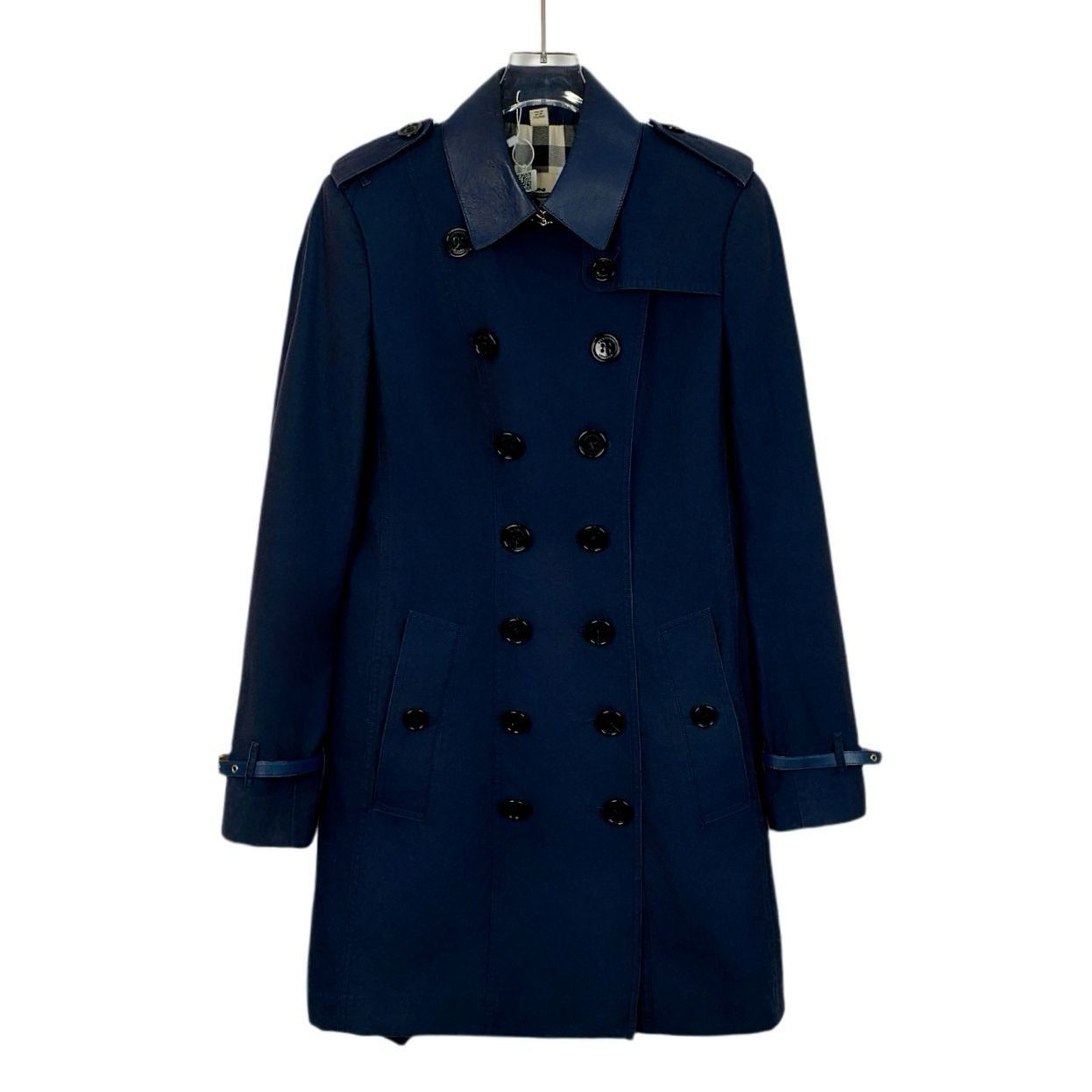 Burberry Burberry Deep Blue Cotton Double-Breasted Trench Coat W/ Lea Size M / US 6-8 / IT 42-44 - 1 Thumbnail