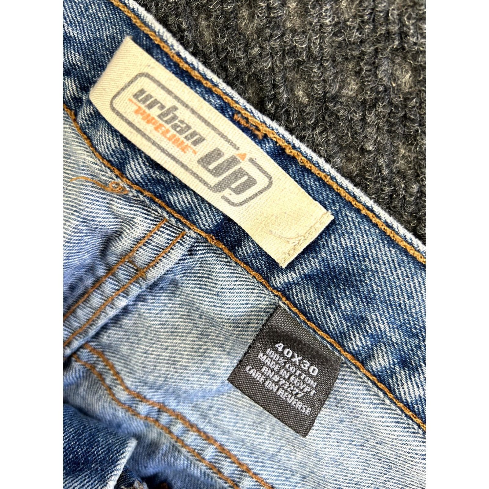 Vintage VINTAGE Urban Pipeline Jeans Wide-Leg 40 x 29 Mens Denim Blue Baggy Distressed 90s Band Grunge Retro USA Leather? Size US 40 / EU 56 - 2 Thumbnail