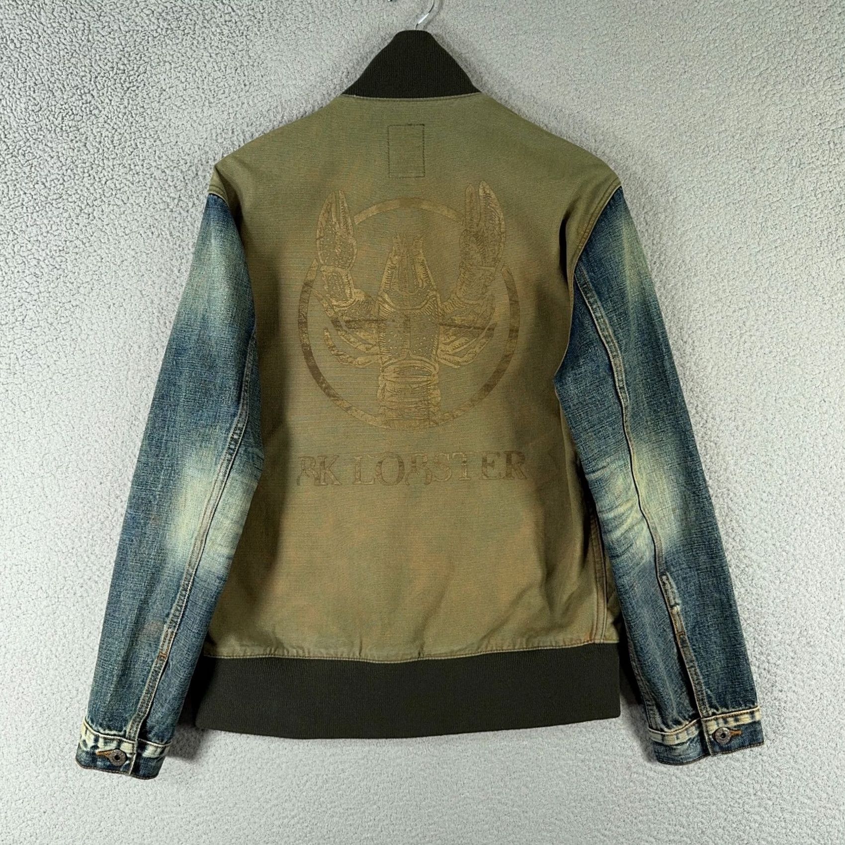 Cult Of Individuality VINTAGE Cult of Individuality Bomber Jacket Men M Denim Distressed RK Lobster Print Green Two Tone with Pockets ZIP Front Size US M / EU 48-50 / 2 - 2 Thumbnail