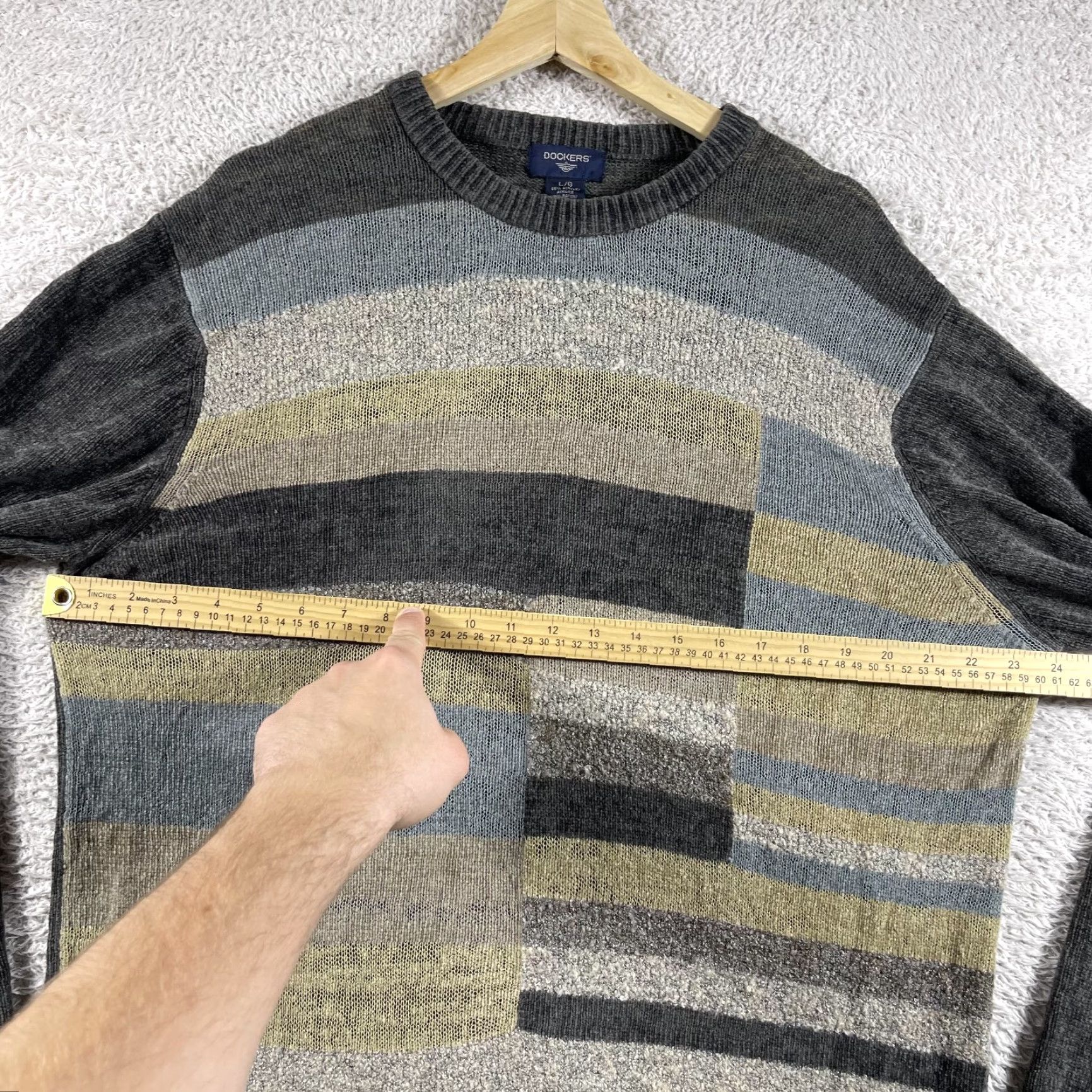 Dockers VINTAGE Dockers Sweater Mens Large Striped Gray Green Patchwork Grunge Grandpa Fashion Mens Size US L / EU 52-54 / 3 - 6 Thumbnail