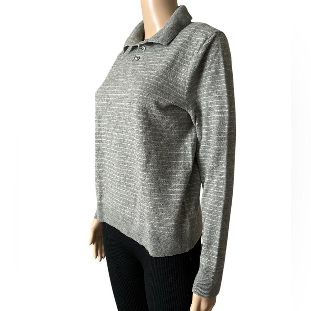 Polo Ralph Lauren Polo Ralph Lauren Grey Striped Long Sleeve Polo Shirt Size L Size L / US 10 / IT 46 - 2 Thumbnail