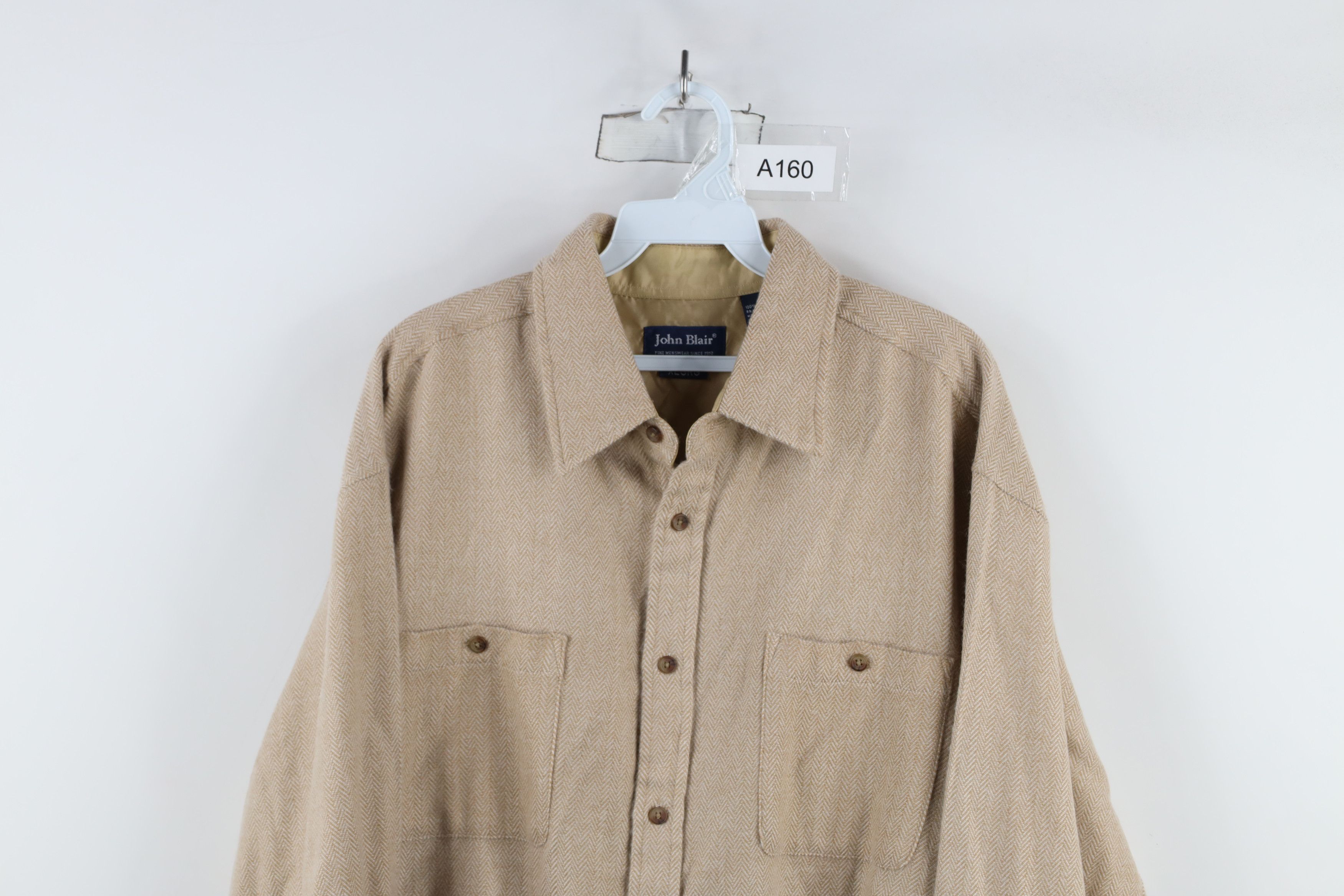Vintage Vintage 90s Streetwear Herringbone Collared Button Shirt Size US XL / EU 56 / 4 - 2 Thumbnail
