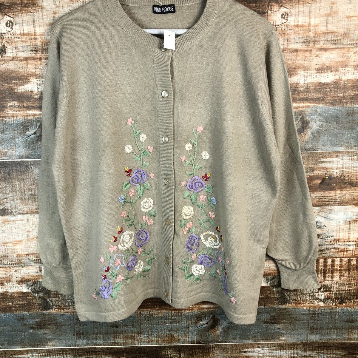 Japanese Brand Vino Rouge Brown Patterned Cardigans Knitwear #A1263 Size L / US 10 / IT 46 - 3 Thumbnail