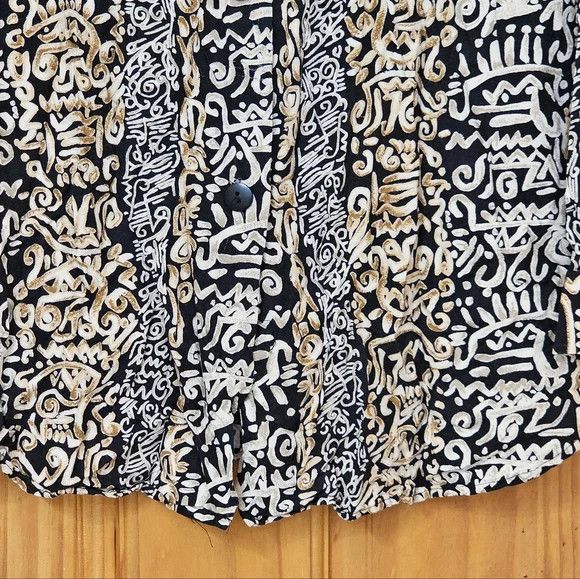 Other Vintage Black and Tan Patterned Button Front Shirt Size L / US 10 / IT 46 - 8 Thumbnail