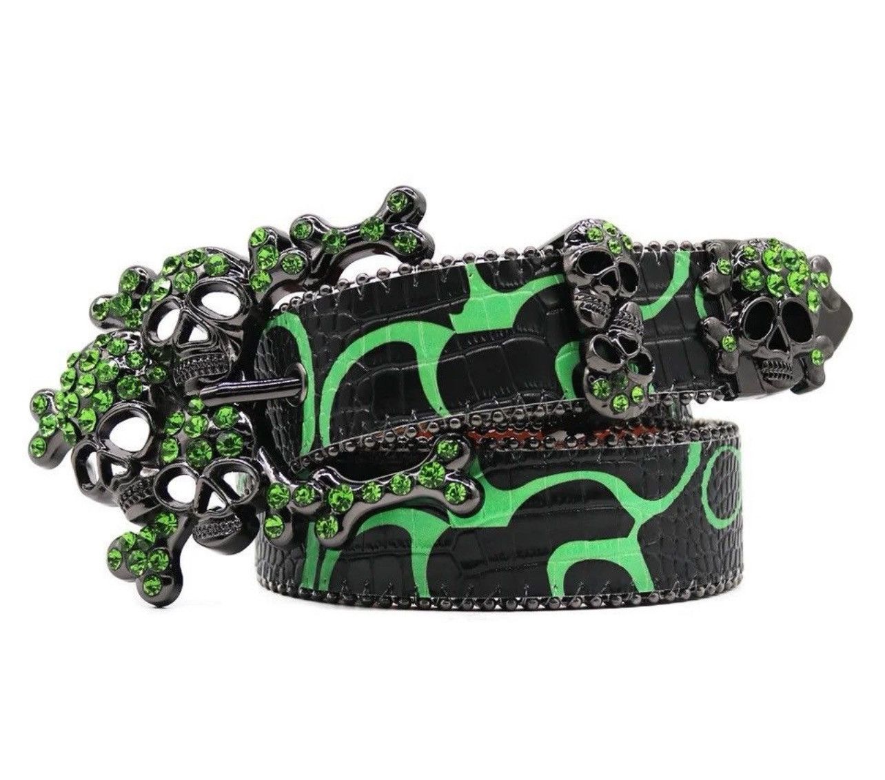 Japanese Brand × Leather Skull Western Design Crystal Studded PU Belt Size ONE SIZE - 2 Thumbnail
