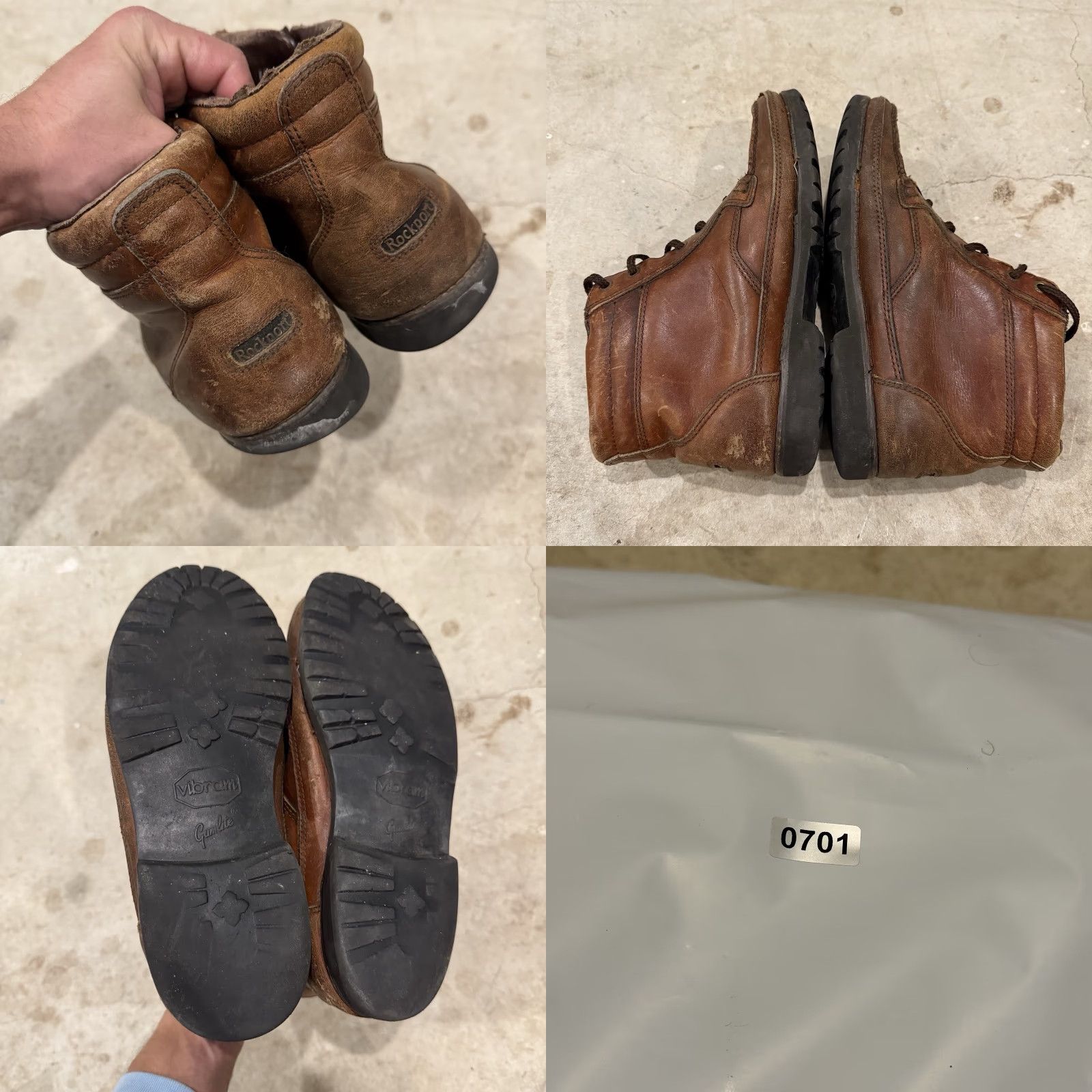 Vibram Rockport GoreTex Safari Boots Mens 10 M Brown Leather Hiking Chukka Vibram Boots Size US 10 / EU 43 - 8 Thumbnail