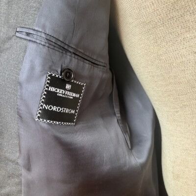 Hickey Freeman Hickey Freeman Loro Piana Wool Charcoal Gray Blazer Suit Jac Size 46R - 9 Thumbnail