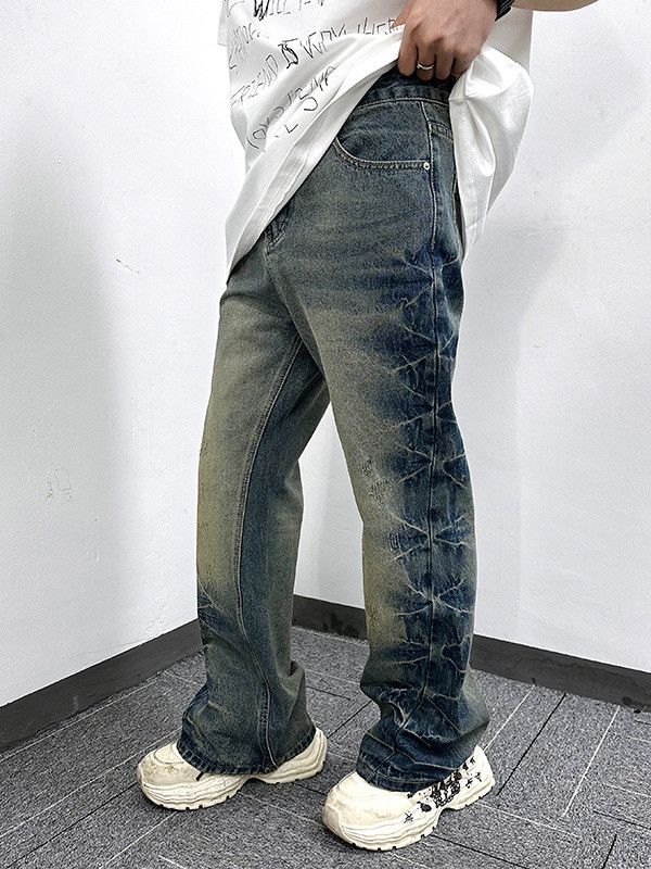 Vintage American distressed straight trendy casual washed jeans Size US 32 / EU 48 - 2 Thumbnail
