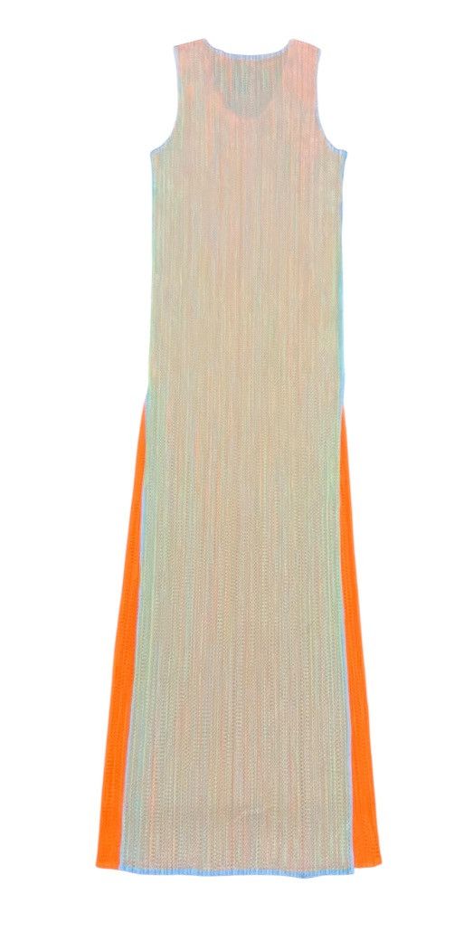 Pleats Please Issey Miyake Pleats Please Fluorescent Green Orange Mesh Overlay Dress Size L / US 10 / IT 46 - 2 Thumbnail
