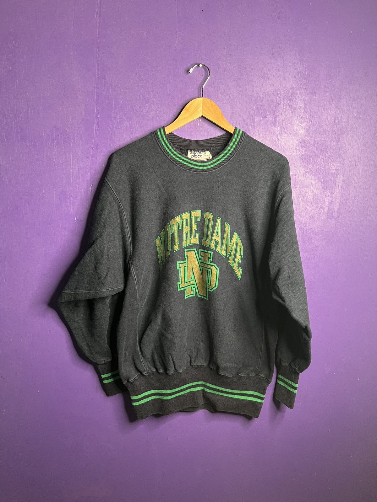 Vintage Vintage 90s Notre dame ringer logo crewneck Size US L / EU 52-54 / 3 - 1 Thumbnail