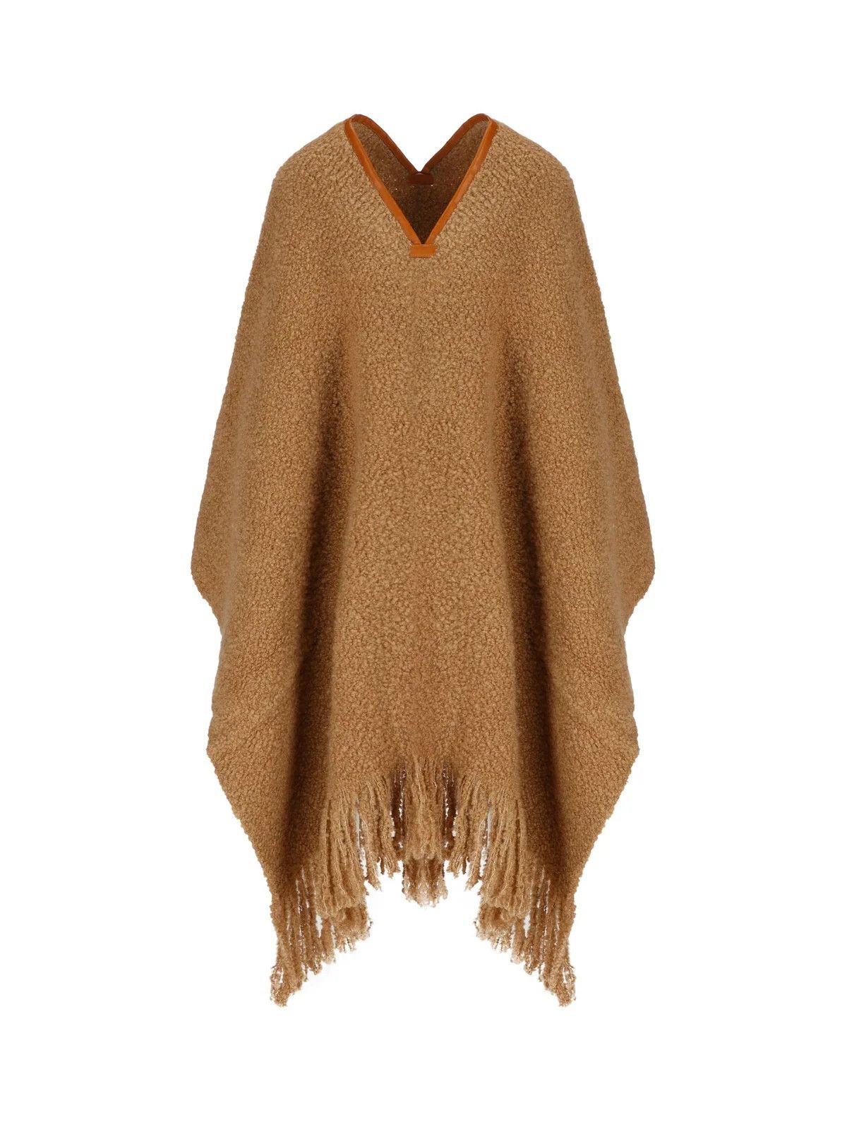 Loro Piana o1srvl11e0824 Fluffy Fringed Poncho Cape in Brown Size XL / US 12-14 / IT 48-50 - 1 Thumbnail