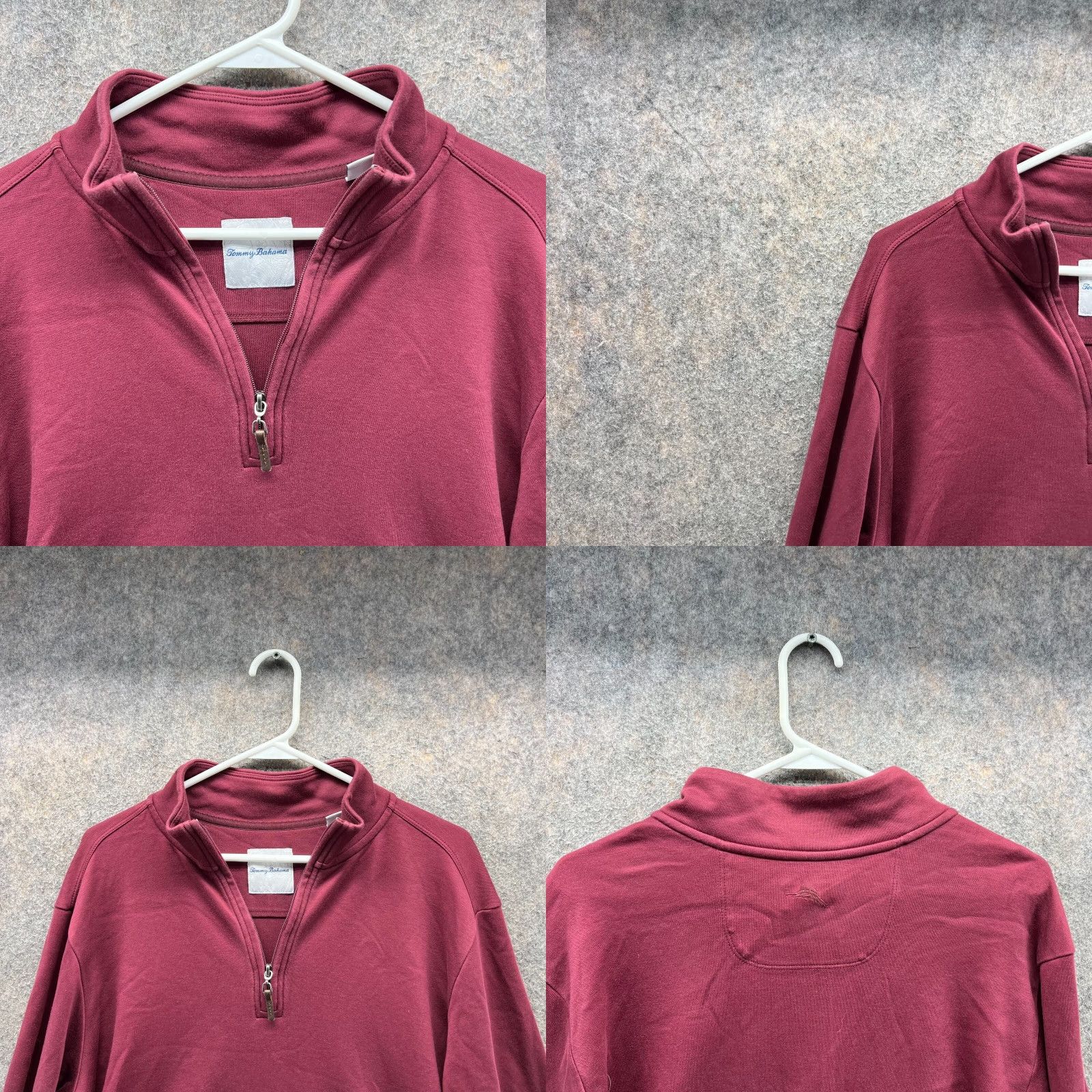 Tommy Bahama VINTAGE Tommy Bahama Sweater Mens Medium Burgundy Mock Neck Pullover Fleece Cotton Size US M / EU 48-50 / 2 - 8 Thumbnail