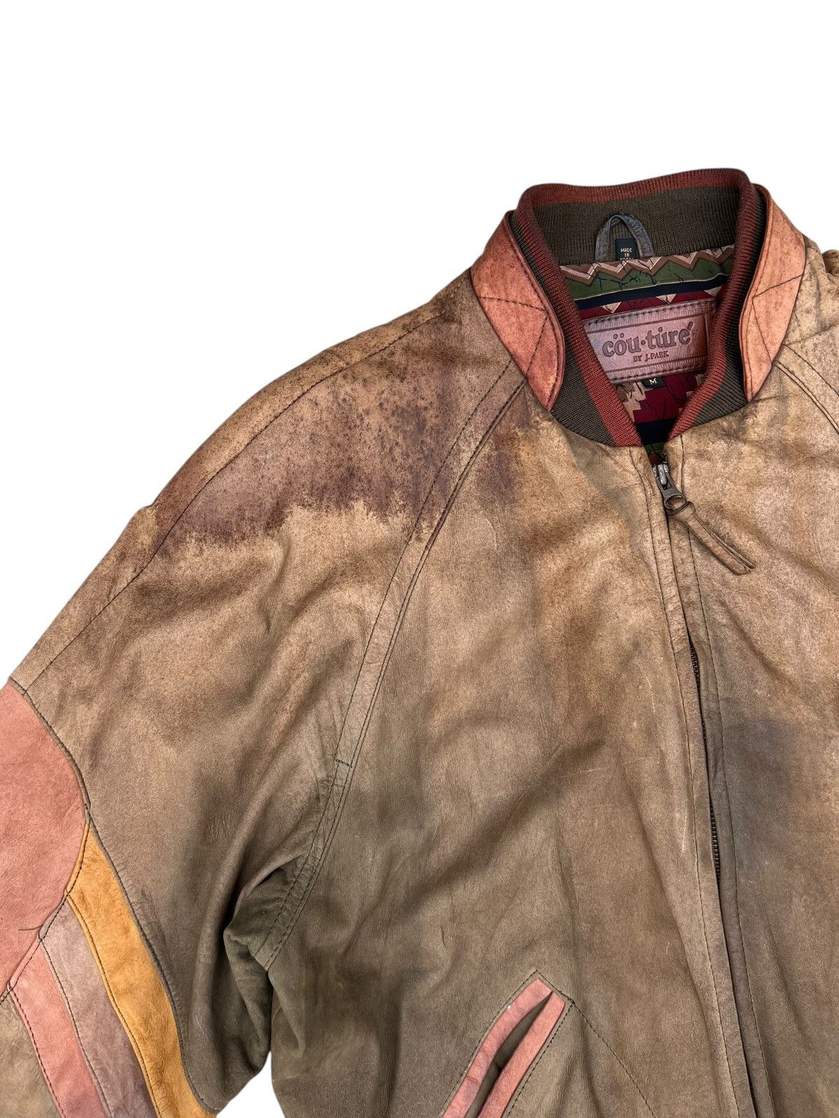 Leather Vintage Couture by J. Park Patina Leather Bomber Jacket Size US M / EU 48-50 / 2 - 4 Thumbnail