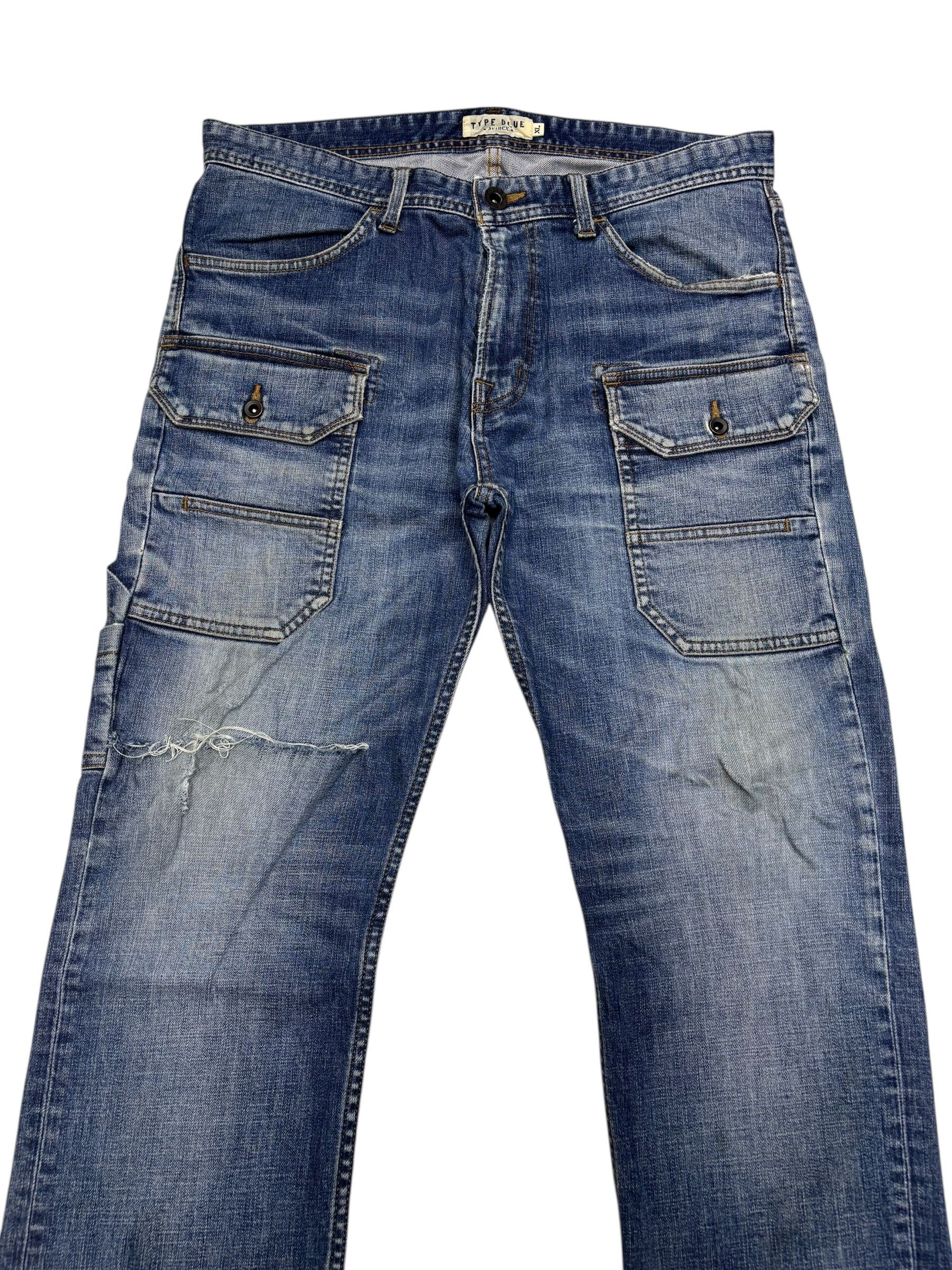 Avirex 🔥AVIREX TYPE BLUE WORKWEAR DISTRESSED DENIM JEANS Size US 35 - 5 Thumbnail