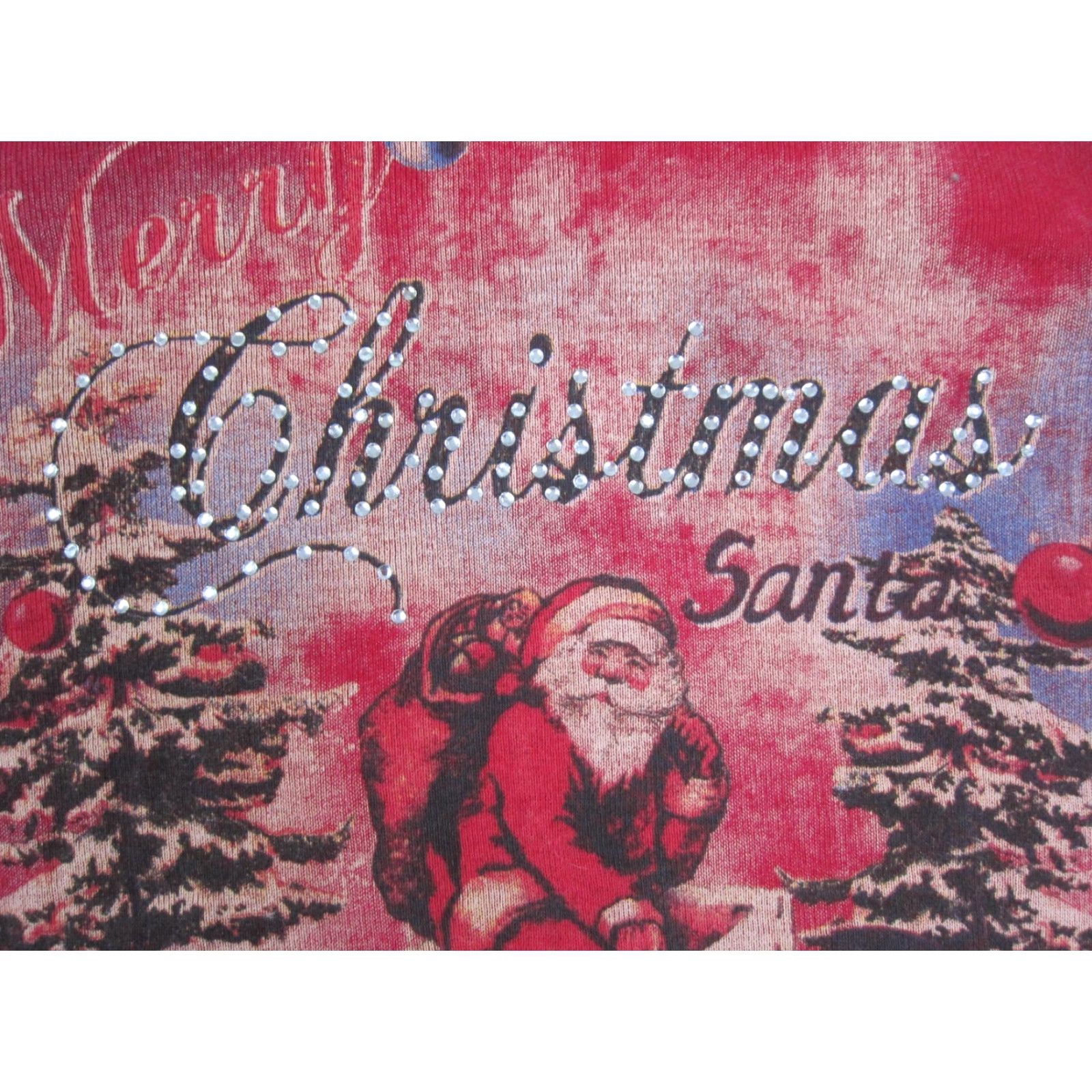 Vintage Vintage Christopher & Banks Shirt Womens M Red Christmas Santa Y2K AOP Holiday Santa Beaded Cotton T-Shirt Size M / US 6-8 / IT 42-44 - 3 Thumbnail