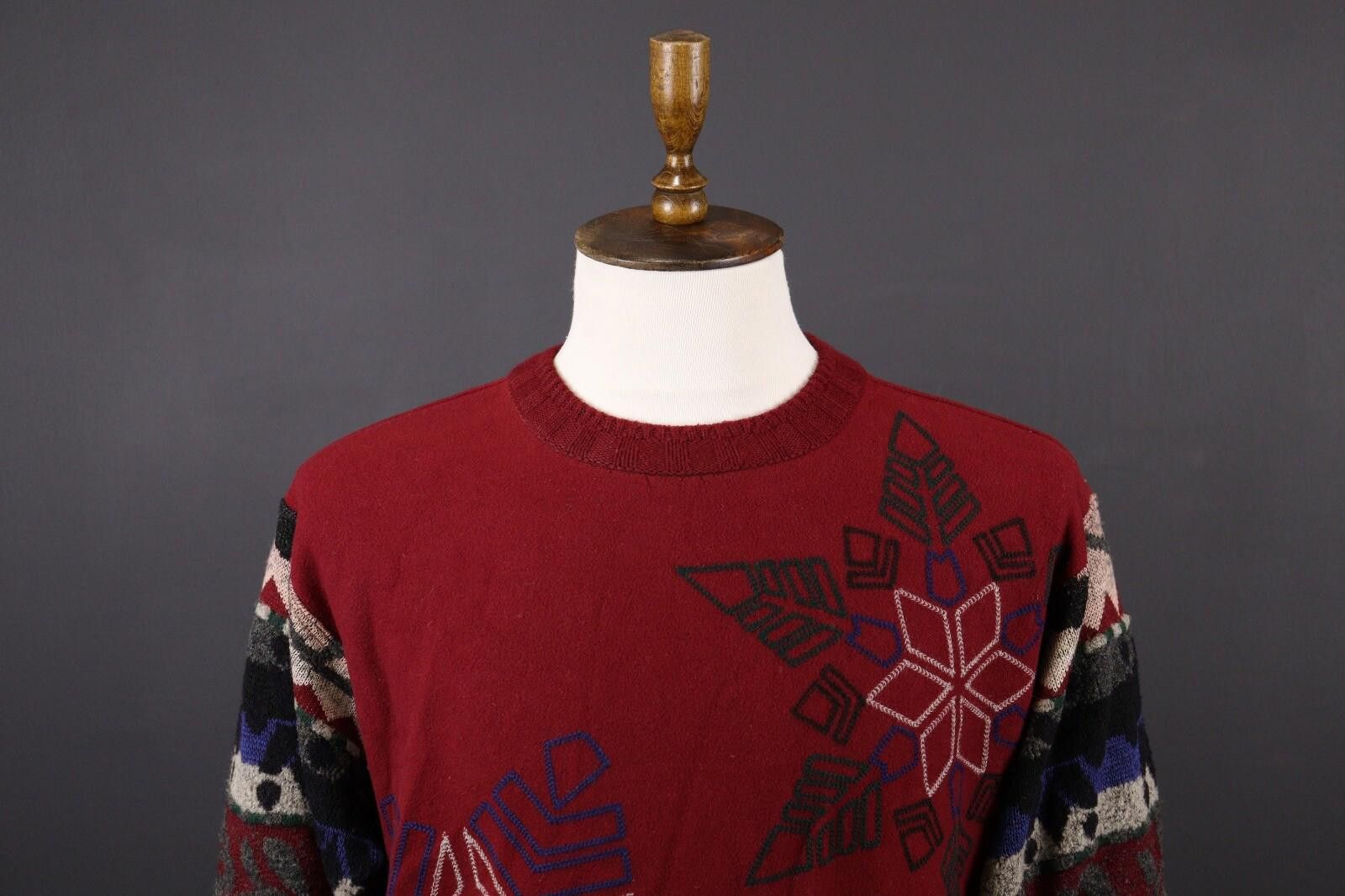 Carlo Colucci Carlo Colucci Red Wool Snowflakes Knit Sweater Size 52 Size US M / EU 48-50 / 2 - 2 Thumbnail