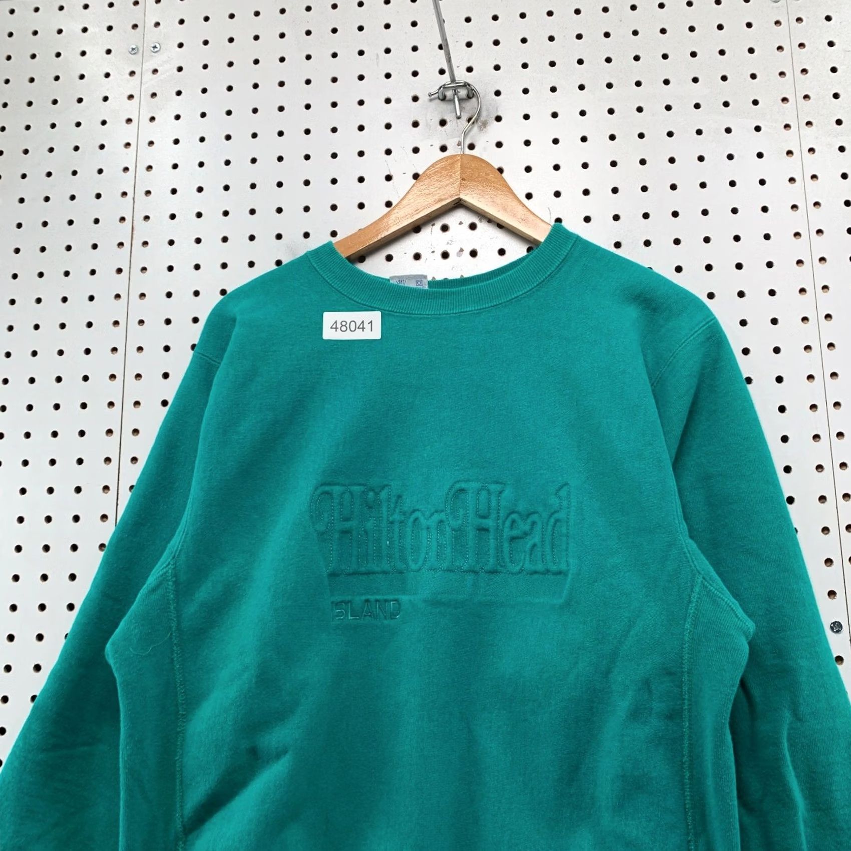 Champion VINTAGE Champion Reverse Weave Sweatshirt Mens L Teal USA 90s Heavyweight Pullover Crew Neck Long Sleeve Cotton Blue (Shirt) Size US L / EU 52-54 / 3 - 6 Thumbnail