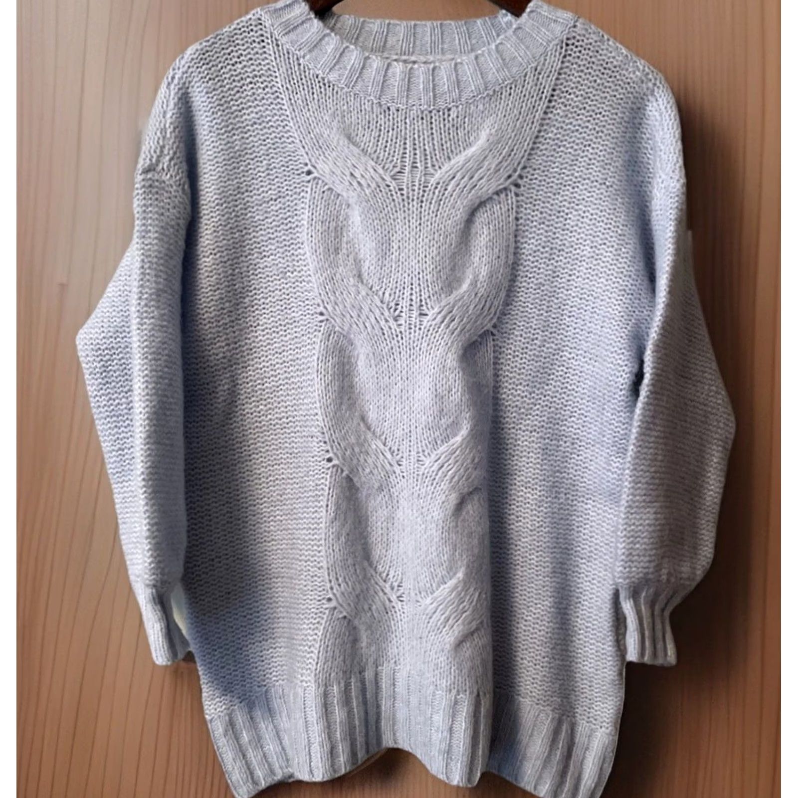 Vintage Aerie Sweater XS Cable-Knit Light Blue Pullover Crew Neck Long Sleeve Casual Womens XS Size XS / US 0-2 / IT 36-38 - 2 Thumbnail