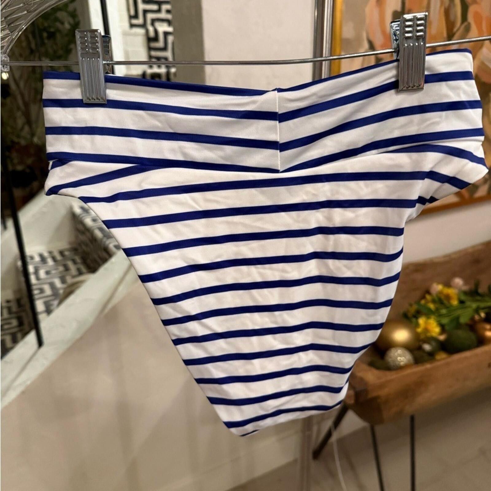 Sebastein Meunier MeUndies Blue White High Rise High Cut Bikini Bottom S Size ONE SIZE - 4 Thumbnail