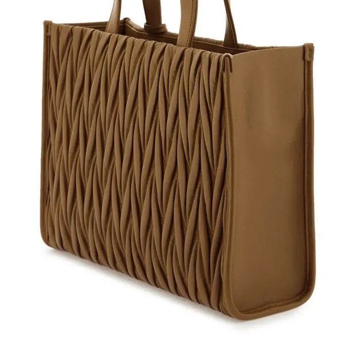 Miu Miu o1B3y1r0526 Matelassé Tote Bag in Brown Size ONE SIZE - 3 Thumbnail