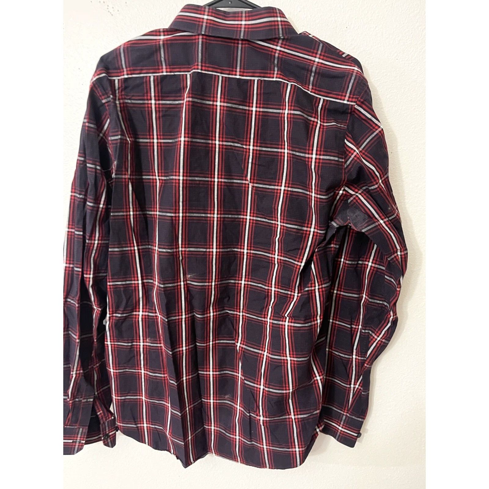 Express VINTAGE Express Button-Up Shirt Men's Large Long Sleeve Slm Soft Wash Black Red Plaid Slim Fit Casual Men’s Shirt Size US L / EU 52-54 / 3 - 2 Thumbnail
