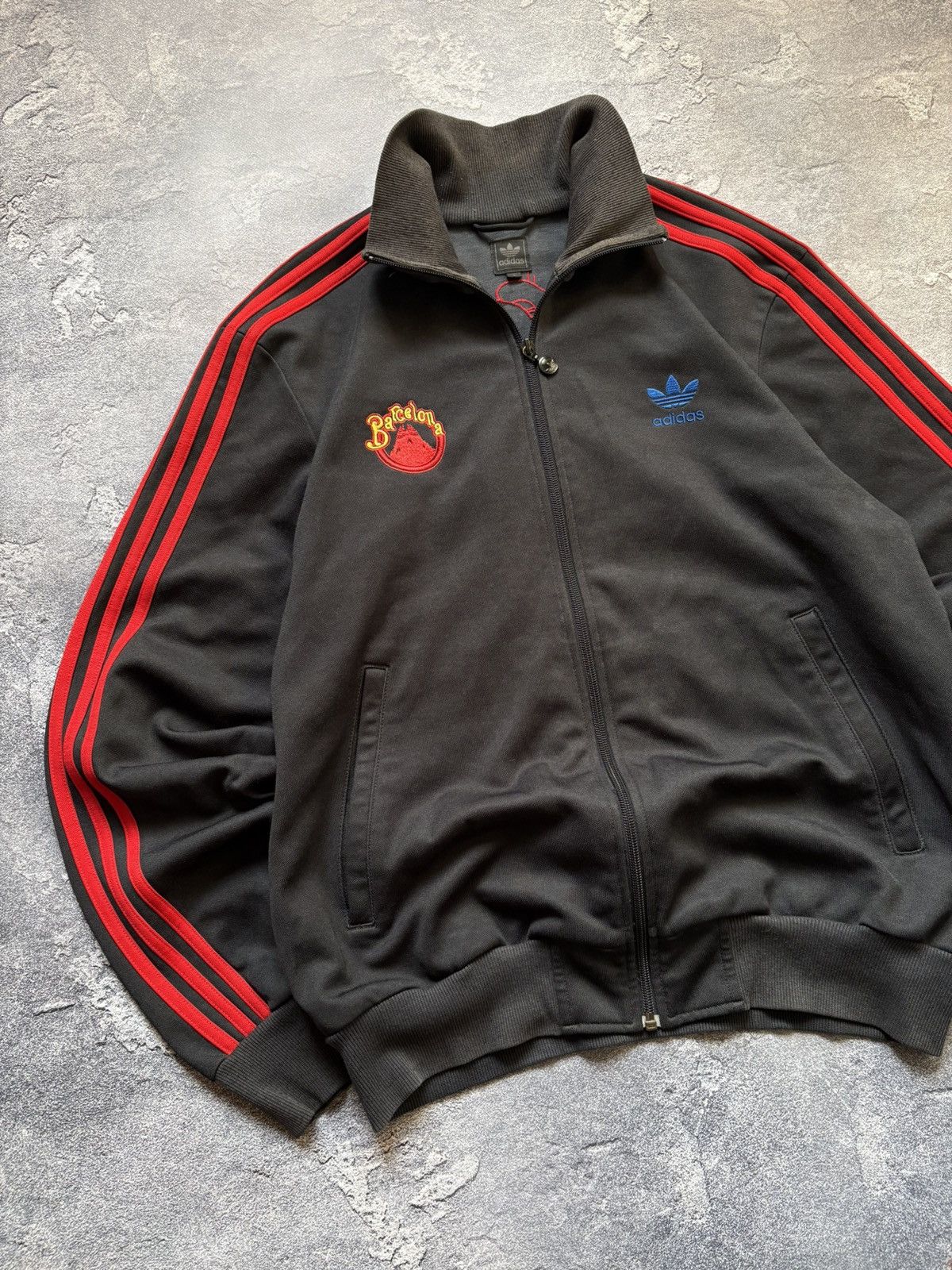 Adidas Vintage 00s Adidas OG Barcelona City Y2K Retro Track Jacket Size US L / EU 52-54 / 3 - 4 Thumbnail