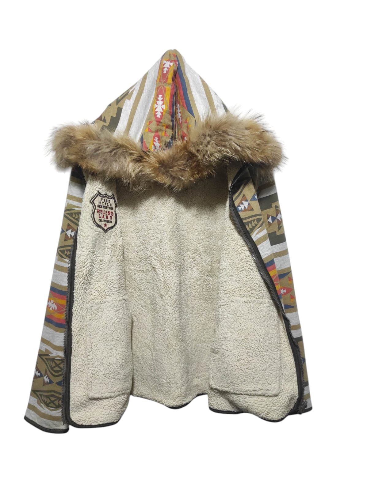 If Six Was Nine 291295 LABO Sherpa Zip Fur Hoodie Navajo Design Size US M / EU 48-50 / 2 - 2 Thumbnail