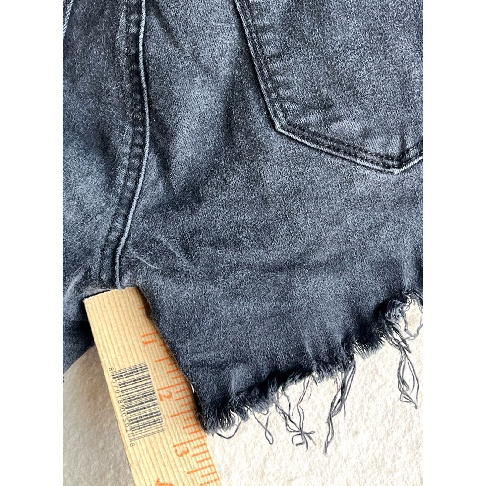 Vintage KanCan Black Cutoff Denim Jean Shorts Size 29 Woman Slim 5-Pocket Flat Front Zip Vintage No Size 29" - 5 Thumbnail