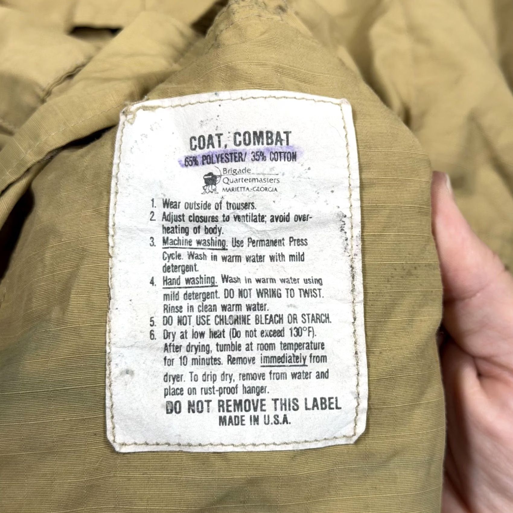 Vintage Brigade Quartermasters Coat Mens XL Beige Combat Field Military Ripstop Jacket Size US XL / EU 56 / 4 - 3 Thumbnail