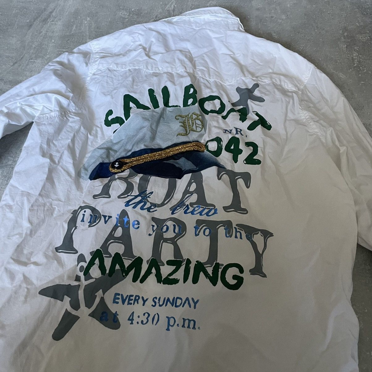 John Galliano John Galliano button sailboat crew boat NEWSPAPER tee SHIRT Size US S / EU 44-46 / 1 - 3 Thumbnail