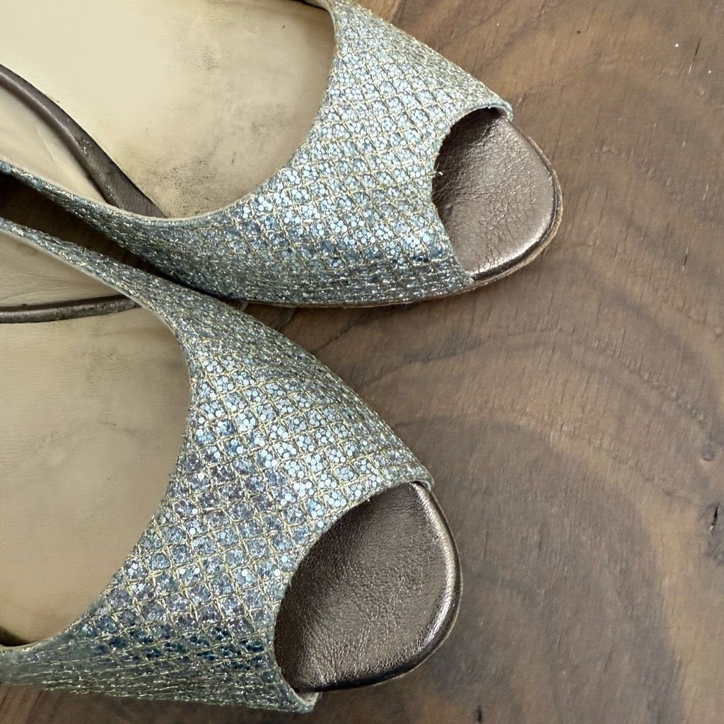 Jimmy Choo Jimmy Choo Glitter Fabric Isabel Peep Toe Pumps Heels 39.5 Size US 9 / IT 39 - 3 Thumbnail