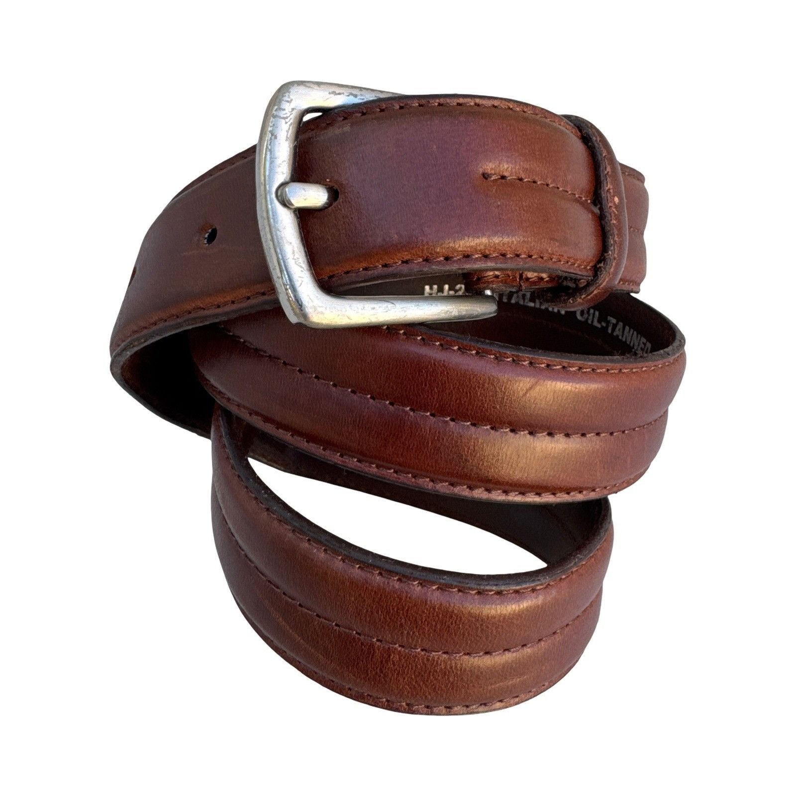 Other HJ-20 Italian Oil-Tanned Cowhide Leather Belt Brown Size 34 Size 34 - 1 Thumbnail