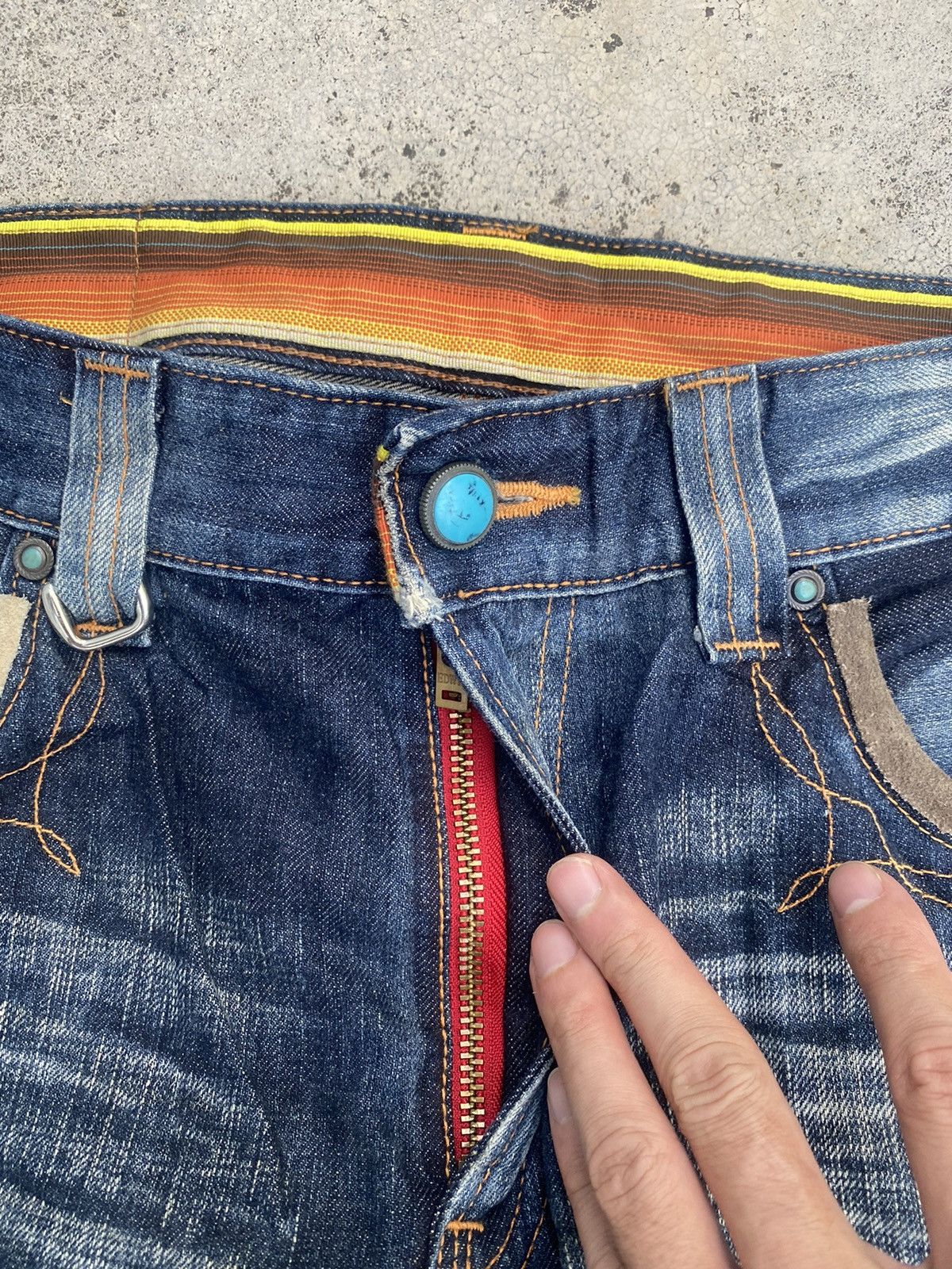 Edwin × Japanese Brand × Vintage Vintage y2k Edwin Blue Trip Faded Claw Mark Denim Jeans Size US 36 / EU 52 - 6 Thumbnail