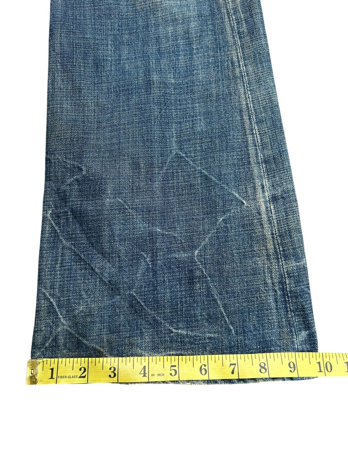 Kapital FLARE VINTAGE SWEET CAMEL SELVEDGE BUCKLE BACK DENIM JEAN Size US 31 - 21 Thumbnail