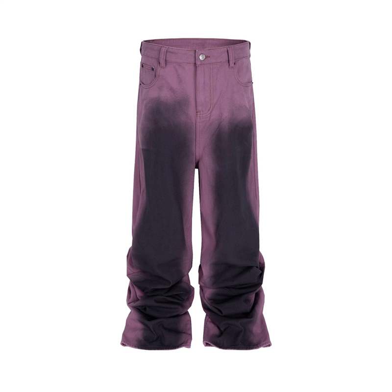 Deep Dye Purple Straight Denim Jeans