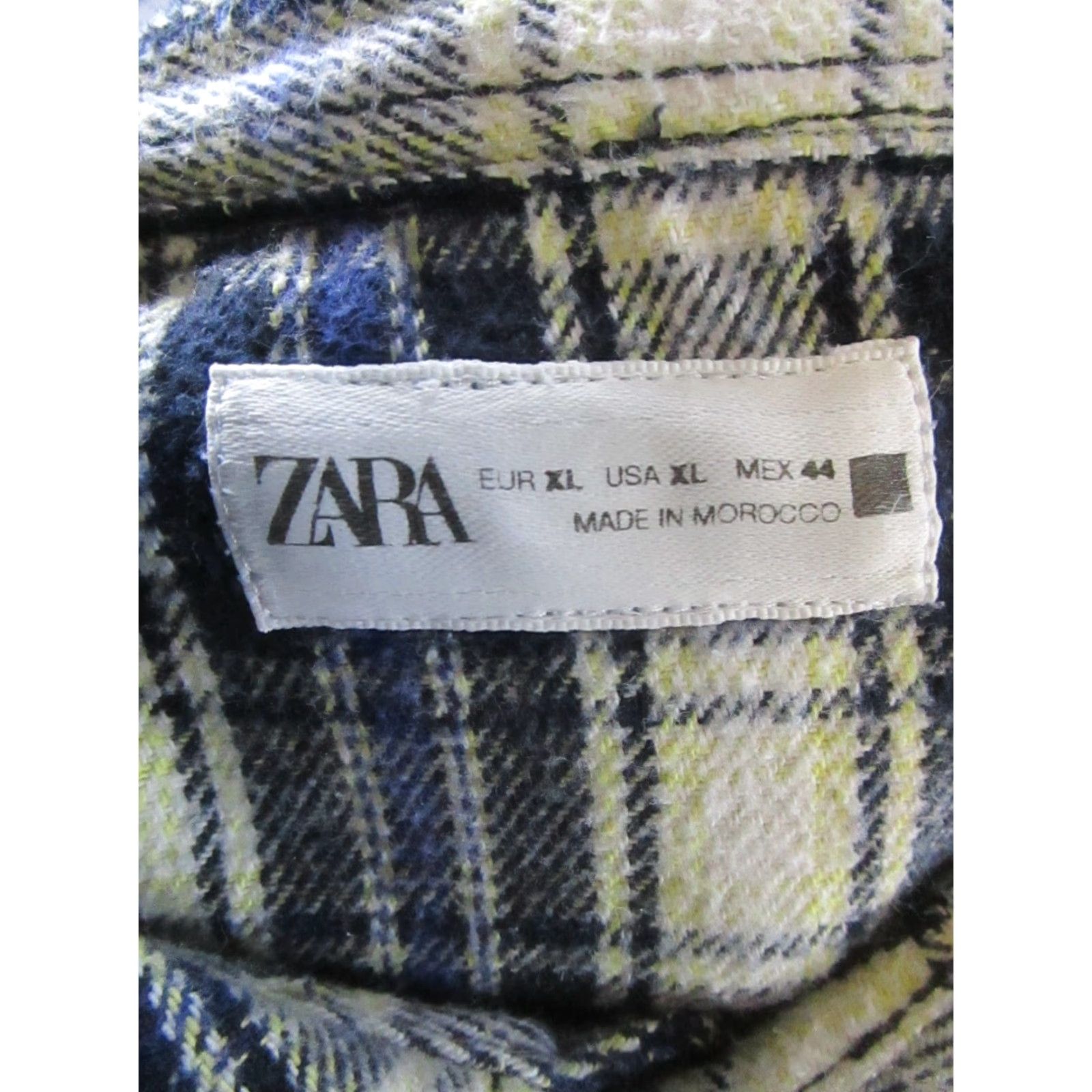 Zara Zara Flannel Shirt Mens XL Blue Ivory Cotton Pleated Button Up Size US XL / EU 56 / 4 - 3 Thumbnail