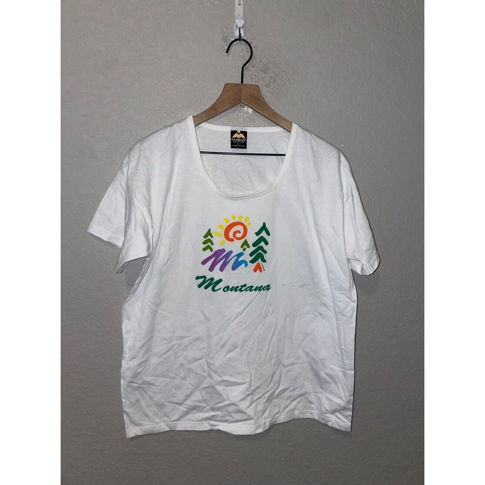 Vintage Womens Vintage Montana Shirt Tree White Art Tee Top 90s L Size L / US 10 / IT 46 - 1 Thumbnail