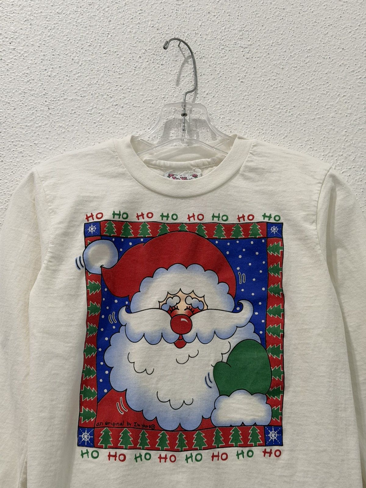Vintage I'm Yours Designs Santa Christmas L/S TShirt Fits Women’s XS Size XS / US 0-2 / IT 36-38 - 2 Thumbnail