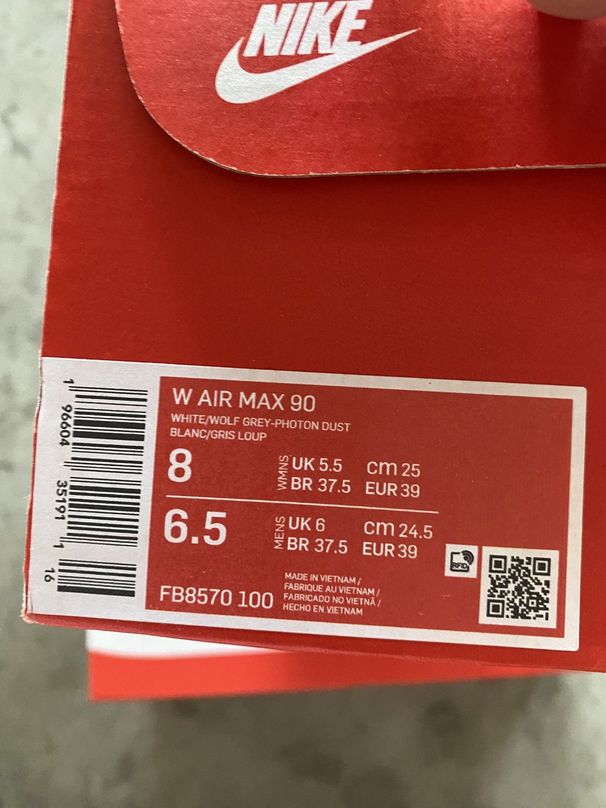 Nike Nike Air Max 90 White Wolf Grey Photon Dust Size US 6.5 / EU 39-40 - 2 Thumbnail
